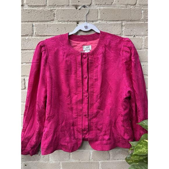 Vintage 90s Plus Secretary Geek Chic Jacqueline Blouse Blazer Sz 18 100% Silk - Picture 1 of 6